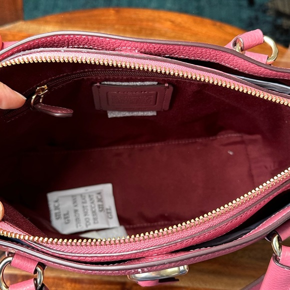 Coach Pebbled Leather Satchel Bag Purse in Rouge Mauve Pink with Gold Hardware - Picture 12 of 16